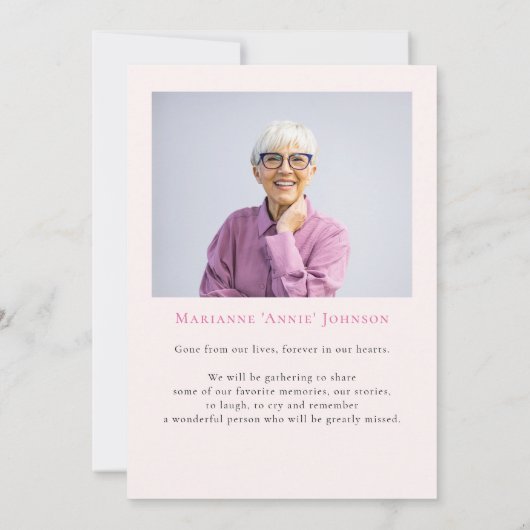 Pink Magnolia Feier des Lebens Blumenbeerdigung Einladung (Rückseite)