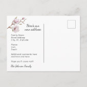 Pink Magnolia Floral Bouquet Neue Adresse Ankündigungspostkarte (Rückseite)