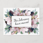 Pink Magnolia Floral Bouquet Neue Adresse Ankündigungspostkarte (Vorderseite)