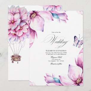 Pink Magnolia Floral Wedding Einladung