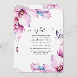 Pink Magnolia Floral Wedding Update Einladung