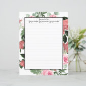 Pink Magnolia Floral Writer Paper (Stehend Vorderseite)