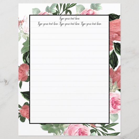 Pink Magnolia Floral Writer Paper (Vorderseite)