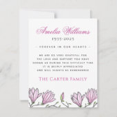 Pink magnolia Flow Beerdigung Beileid danke Ihnen (Vorderseite)