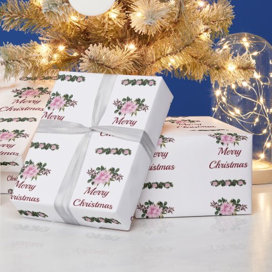 Pink Magnolia Frohe Weihnachtswrapping Papier Geschenkpapier (Feiertage)