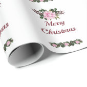 Pink Magnolia Frohe Weihnachtswrapping Papier Geschenkpapier (Rolleneckpunkt)