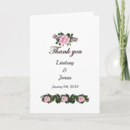 Pink Magnolia Greenery Floral Wedding Vielen Dank Karte