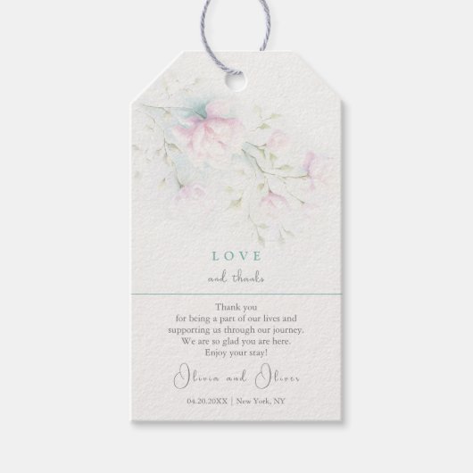 Pink Magnolia Hochzeit Liebe und Dank Geschenkanhänger (Vorderseite)