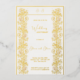 Pink Magnolia Hochzeitstag Folieneinladung