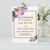 Pink Magnolia Lavender Floral Save the Date Einladung (Stehend Vorderseite)