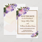 Pink Magnolia Lavender Floral Save the Date Einladung (Vorne/Hinten)