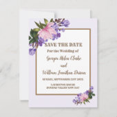 Pink Magnolia Lavender Floral Save the Date Einladung (Vorderseite)