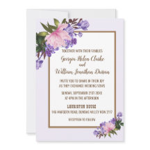 Pink Magnolia Lavender Floral Wedding Einladung