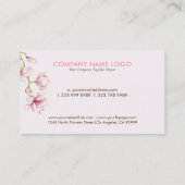 Pink Magnolia Moderne Aquarellfarben Illustration Visitenkarte (Rückseite)