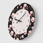 Pink Magnolia Muster {pflücke deine Farbe} Große L Wanduhr (Winkel)