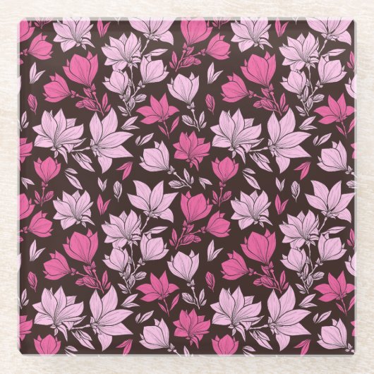 Pink Magnolia Pattern Untersetzer (Vorderseite)