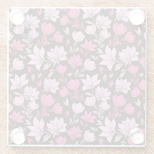 Pink Magnolia Pattern Untersetzer (Rückseite)