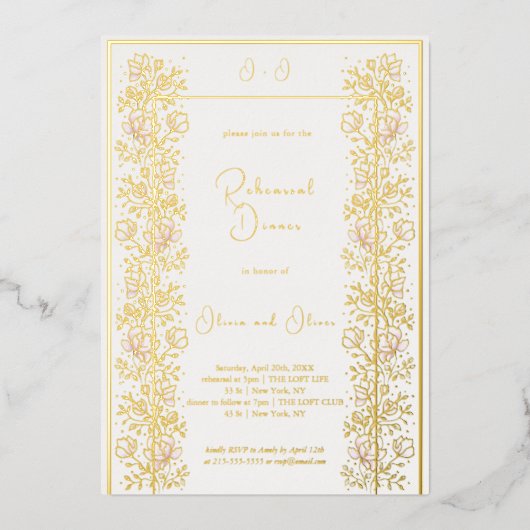 Pink Magnolia Probe Dinner Folieneinladung (Vorderseite)