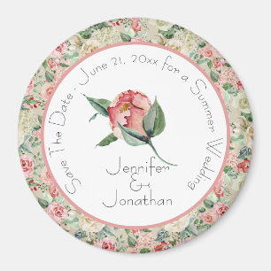 Pink Magnolia Save the Date Hochzeit Magnet