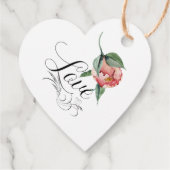 Pink Magnolia Traditionelles Blumenherz Vielen Dan Geschenkanhänger (Rückseite)