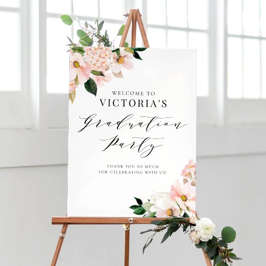 Pink Magnolia und Hydrangea Abschluss Willkommen Poster