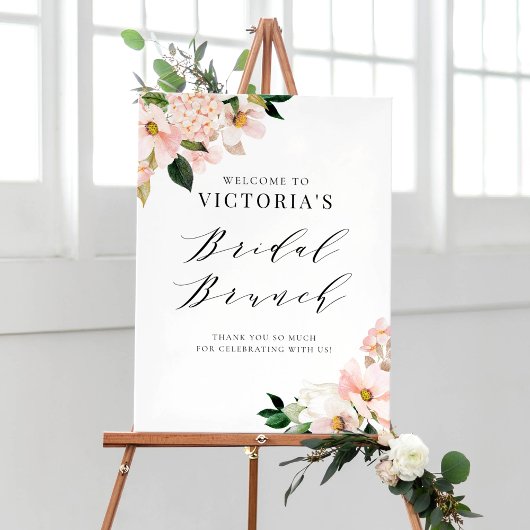 Pink Magnolia und Hydrangea Bridal Brunch Willkomm Poster