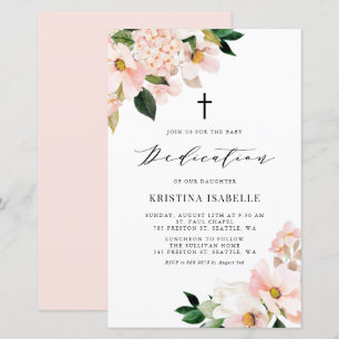 Pink Magnolia und Hydrangea Kinderbetreuung Einlad