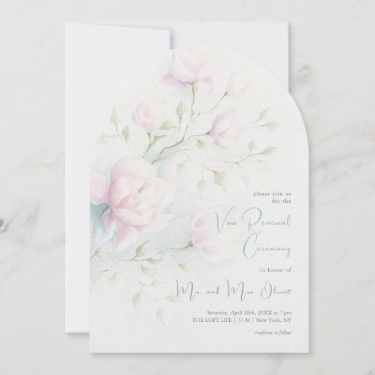 Pink Magnolia Vow Renewal Einladung (Vorderseite)