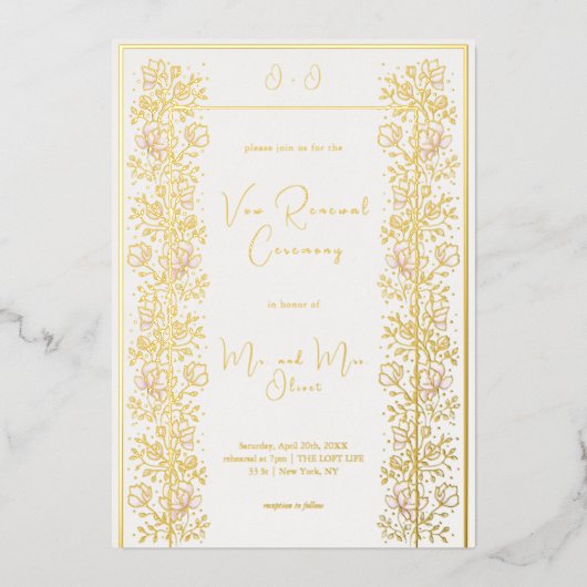 Pink Magnolia Vow Renewal Folieneinladung (Vorderseite)