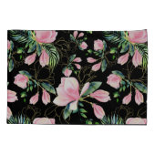 Pink Magnolia Wasserfarben Muster Kissenbezug (Rückseite-Links)