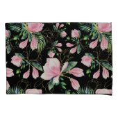 Pink Magnolia Wasserfarben Muster Kissenbezug (Vorderseite-Links)