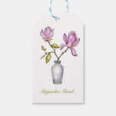 Pink Magnolia Watercolor Botanical Geschenkanhänger (Vorderseite)
