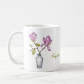 Pink Magnolia Watercolor Botanical Kaffeetasse (Links)