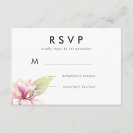Pink Magnolia Watercolor Hochzeitsreaktion RSVP Karte