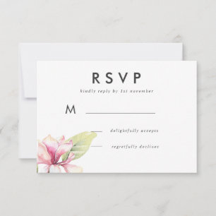 Pink Magnolia Watercolor Hochzeitsreaktion RSVP Karte