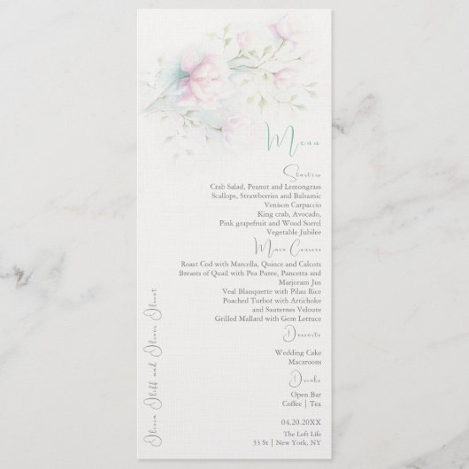 Pink Magnolia Wedding Menu Menükarte (Vorderseite)