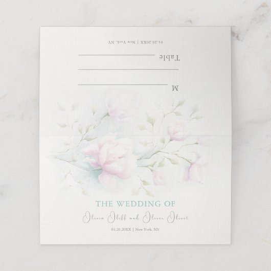 Pink Magnolia Wedding Platzkarte (Außenseite Aufgefaltet)