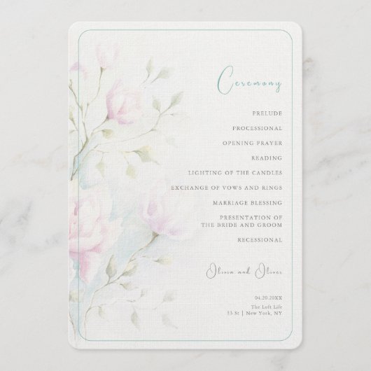 Pink Magnolia Wedding Programm (Vorderseite)