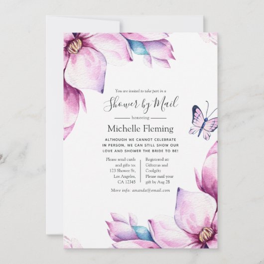 Pink Magnolias Baby oder Brautparty per Mail Einladung (Vorderseite)