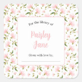 Pink Magnolias baby shower bookplate sticker (Vorderseite)
