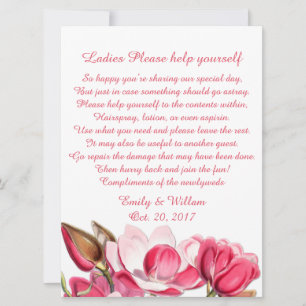 Pink Magnolias Ladys Wedding Basket Sign