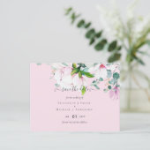Pink Magnolias Lilac Eukalyptus Wedding Rett Dates Postkarte (Stehend Vorderseite)