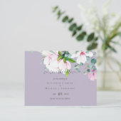 Pink Magnolias Lilac Eukalyptus Wedding Rett Dates Postkarte (Stehend Vorderseite)