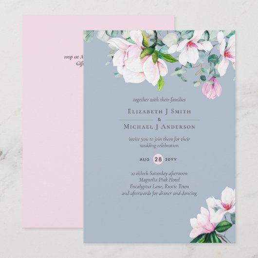 Pink Magnolias Sage Eukalyptus Dusty Blue Wedding (Vorne/Hinten)