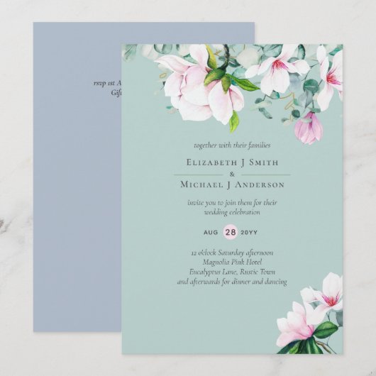 Pink Magnolias Sage Eukalyptus Dusty Blue Wedding (Vorne/Hinten)