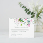 Pink Magnolias Sage Eukalyptus Wedding rsvp Postc Postkarte (Stehend Vorderseite)