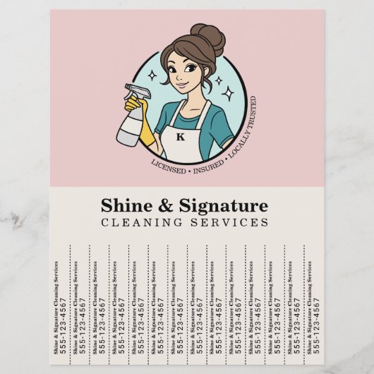 Pink Maid Cleaning Services Abreißstreifen Flyer (Vorne)