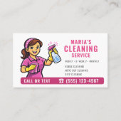 Pink Maid House Cleaning Service QR-Code Visitenkarte (Vorderseite)