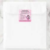 Pink Maid Janitorial Lady House Cleaning Service Quadratischer Aufkleber (Tasche)