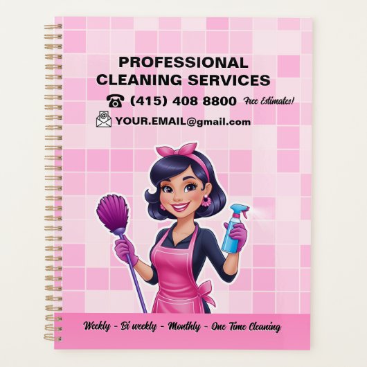 Pink Maid Janitorial Lady House Reinigungsservice Planer (Vorderseite)